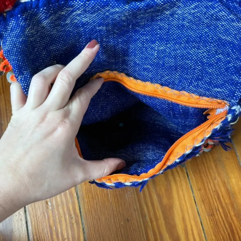 Funky bohemian fabric clutch bag